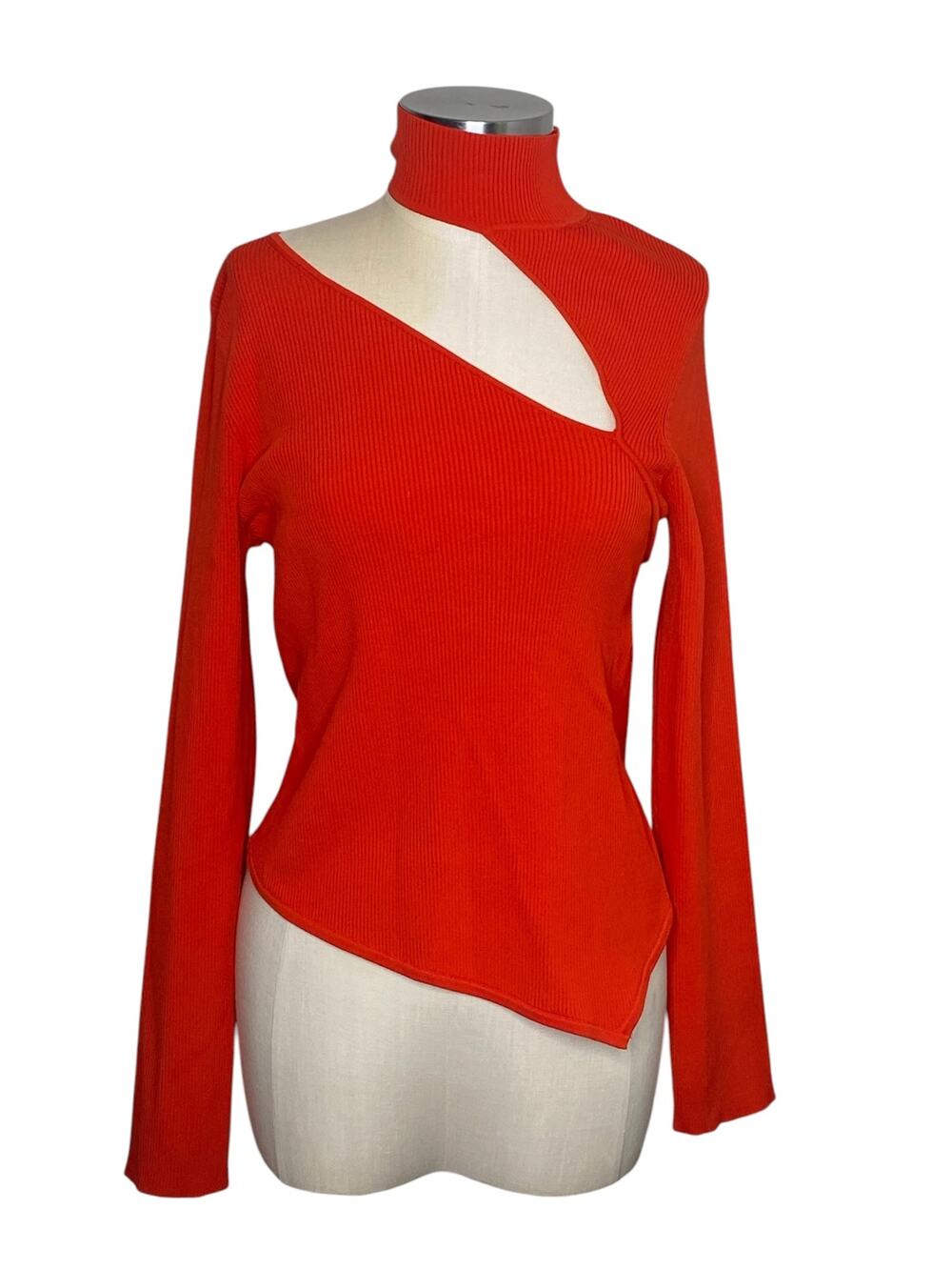 NWT CULT GAIA krislyn knit top in Orange Rouge XL